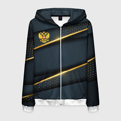 Толстовка 3D на молнии мужская Russia luxury gold, цвет: 3D-белый