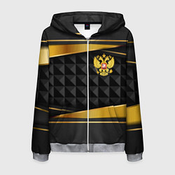 Толстовка 3D на молнии мужская Gold & black - Russia, цвет: 3D-меланж