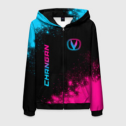 Толстовка 3D на молнии мужская Changan - neon gradient: надпись, символ, цвет: 3D-черный