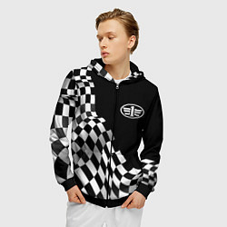 Толстовка 3D на молнии мужская FAW racing flag, цвет: 3D-черный — фото 2