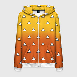 Толстовка 3D на молнии мужская Оранжевое кимоно с треугольниками - Зеницу клинок, цвет: 3D-белый