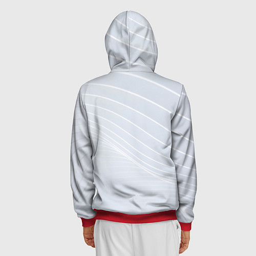 Мужская толстовка на молнии Серый фон и белые линии / 3D-Красный – фото 4