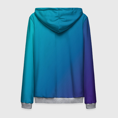 Мужская толстовка на молнии Градиент - морская глубина / 3D-Меланж – фото 2