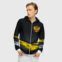 Толстовка 3D на молнии мужская Золотой герб black gold, цвет: 3D-белый — фото 2