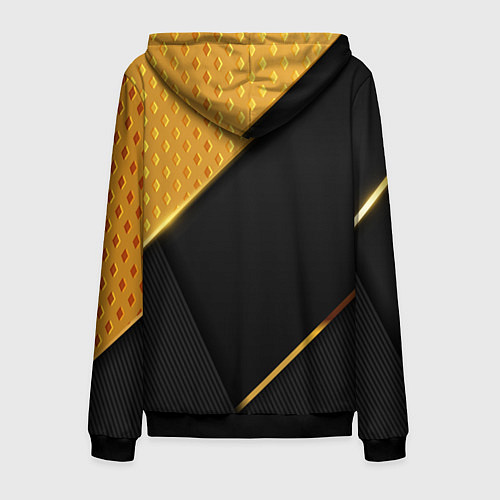 Мужская толстовка на молнии Герб России на черном фоне с золотыми вставками / 3D-Черный – фото 2
