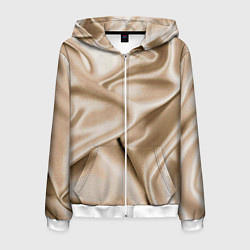 Толстовка 3D на молнии мужская Струящаяся золотистая ткань, цвет: 3D-белый