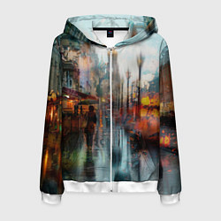 Толстовка 3D на молнии мужская В Питере дождь, цвет: 3D-белый