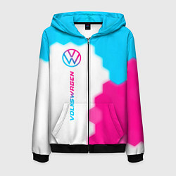 Толстовка 3D на молнии мужская Volkswagen neon gradient style: по-вертикали, цвет: 3D-черный