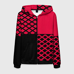 Мужская толстовка на молнии Черно-красный геометрический узор