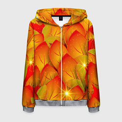 Толстовка 3D на молнии мужская Осенние желтые листья, цвет: 3D-меланж