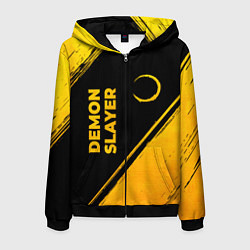 Мужская толстовка на молнии Demon Slayer - gold gradient: надпись, символ