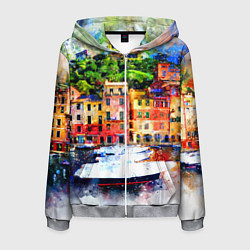 Мужская толстовка на молнии Картина красочный город
