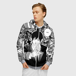 Толстовка 3D на молнии мужская Аки Человек Бензопила, цвет: 3D-меланж — фото 2