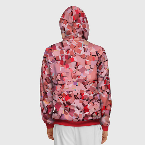 Мужская толстовка на молнии Розовые кубы / 3D-Красный – фото 4