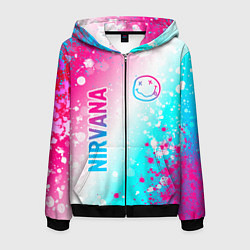 Мужская толстовка на молнии Nirvana neon gradient style: надпись, символ