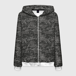 Толстовка 3D на молнии мужская Камуфляж AOR-2 серый пиксель, цвет: 3D-белый