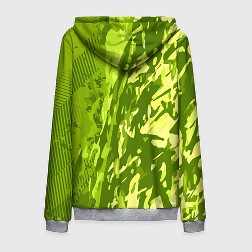 Мужская толстовка на молнии Зеленый абстрактный камуфляж / 3D-Меланж – фото 2