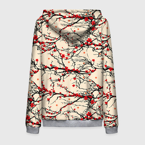 Мужская толстовка на молнии Sakura flowers / 3D-Меланж – фото 2
