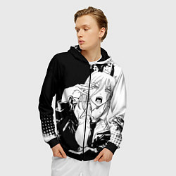 Толстовка 3D на молнии мужская Возмущенная Пауэр - Человек бензопила, цвет: 3D-черный — фото 2