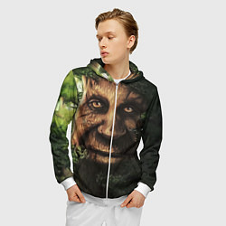 Толстовка 3D на молнии мужская Дерево с лицом мем Мудрое дерево, цвет: 3D-белый — фото 2