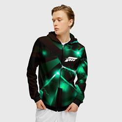 Толстовка 3D на молнии мужская Forza Horizon разлом плит, цвет: 3D-черный — фото 2