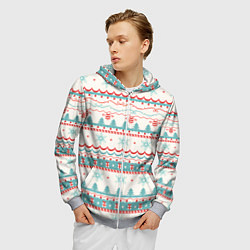 Толстовка 3D на молнии мужская Новогодний свитер, но без оленей, цвет: 3D-меланж — фото 2
