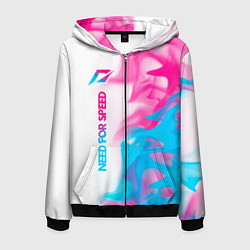 Толстовка 3D на молнии мужская Need for Speed neon gradient style: по-вертикали, цвет: 3D-черный