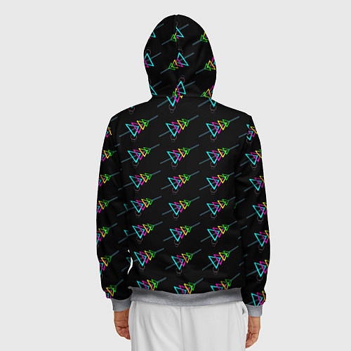 Мужская толстовка на молнии Colored triangles / 3D-Меланж – фото 4