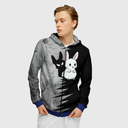 Толстовка 3D на молнии мужская Теневой зайка, цвет: 3D-синий — фото 2