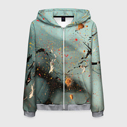 Толстовка 3D на молнии мужская Светлый туман и разные краски, цвет: 3D-меланж