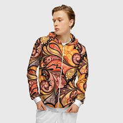 Толстовка 3D на молнии мужская Multicolored branching floral patterns, цвет: 3D-белый — фото 2