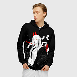 Толстовка 3D на молнии мужская Пауэр на черном фоне, цвет: 3D-черный — фото 2