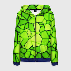 Мужская толстовка на молнии Неоновые салатовые осколки