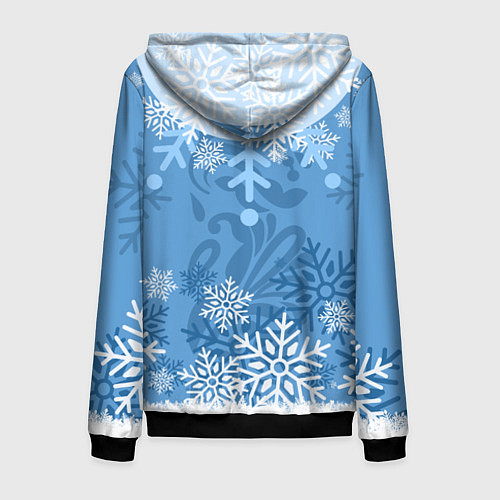 Мужская толстовка на молнии Снегурочка с косами / 3D-Черный – фото 2