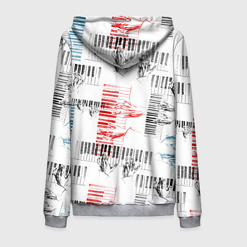 Мужская толстовка на молнии Играем джаз / 3D-Меланж – фото 2