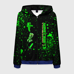 Толстовка 3D на молнии мужская Minecraft - разный крипер, цвет: 3D-синий