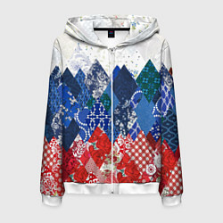 Мужская толстовка на молнии Флаг России в стиле пэчворк