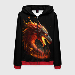 Мужская толстовка на молнии Яростный огненный дракон