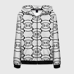 Толстовка 3D на молнии мужская Восьмерка паттерн, цвет: 3D-черный