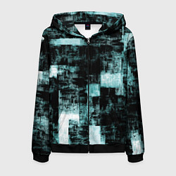 Мужская толстовка на молнии Абстракт голубой на чёрном