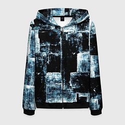 Мужская толстовка на молнии Голубой, чёрный и белый абстракт