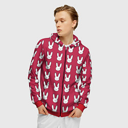 Толстовка 3D на молнии мужская Bunny Pattern red, цвет: 3D-красный — фото 2