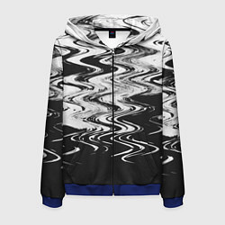 Толстовка 3D на молнии мужская Чёрная вода паттерн, цвет: 3D-синий