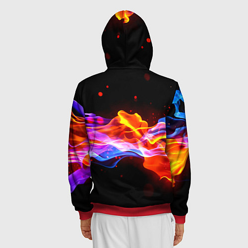 Мужская толстовка на молнии Битвы огней волны / 3D-Красный – фото 4