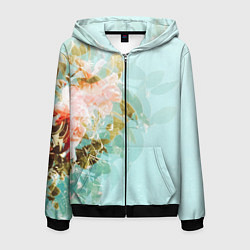 Мужская толстовка на молнии Светло-синий цветочный паттерн