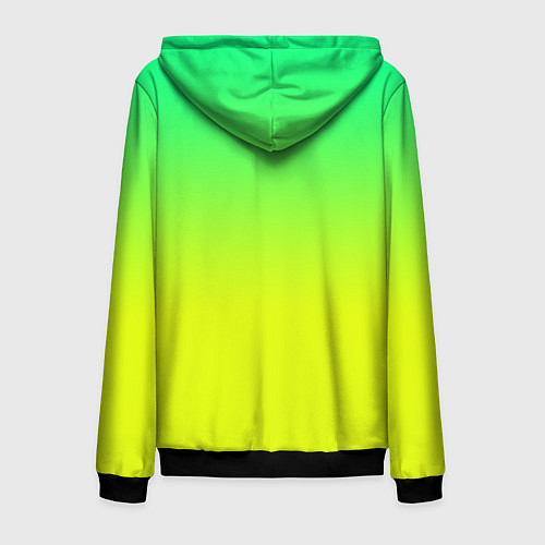 Мужская толстовка на молнии Зелено-желтый градиент / 3D-Черный – фото 2