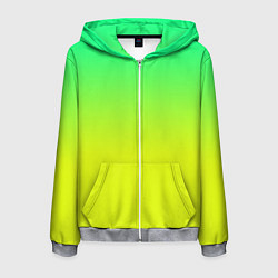 Толстовка 3D на молнии мужская Зелено-желтый градиент, цвет: 3D-меланж