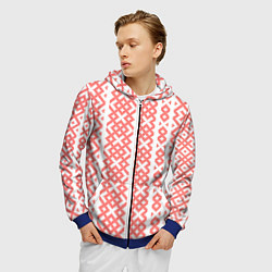 Толстовка 3D на молнии мужская Абстрактный красный ребристый паттерн, цвет: 3D-синий — фото 2