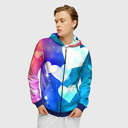 Толстовка 3D на молнии мужская Dreamy Hearts Multicolor, цвет: 3D-синий — фото 2