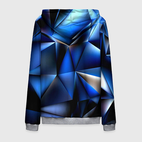 Мужская толстовка на молнии Polygon blue abstract / 3D-Меланж – фото 2
